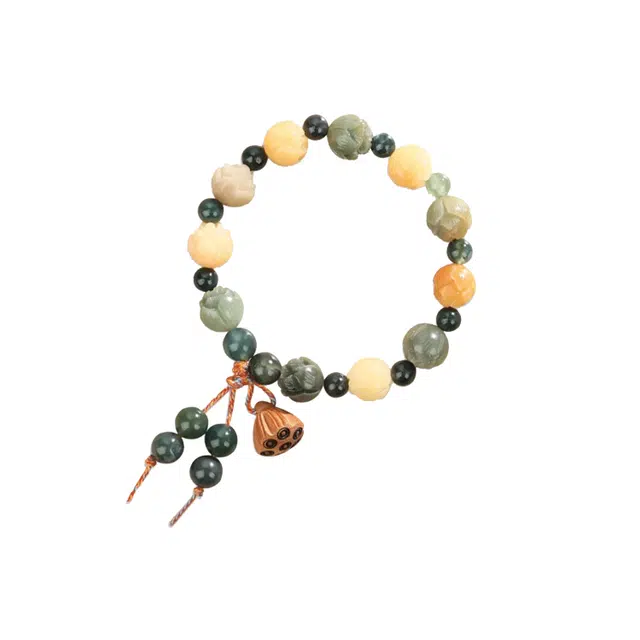 华髻 国风好运莲莲 莲花 新中式复古民族风甜蜜浪漫 树脂 手串 男女同款情侣款