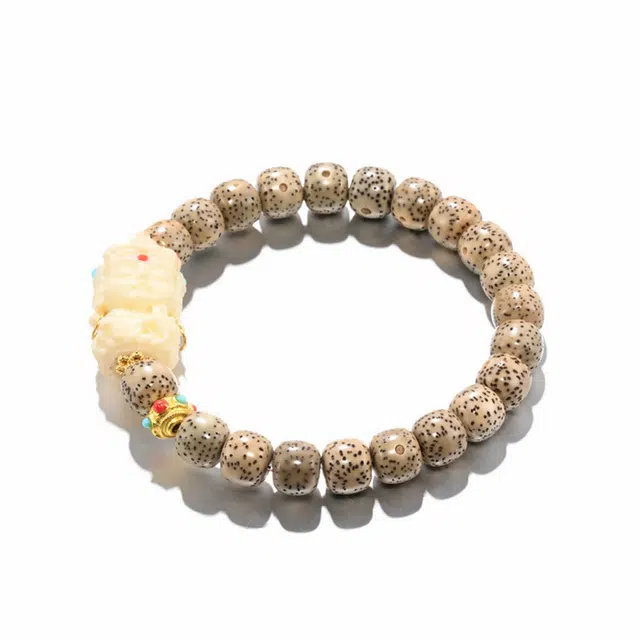 凯真 藏式国潮民族风度母转运珠招财纳福鸡油黄老料 星月菩提 手串 男女同款情侣款 礼盒