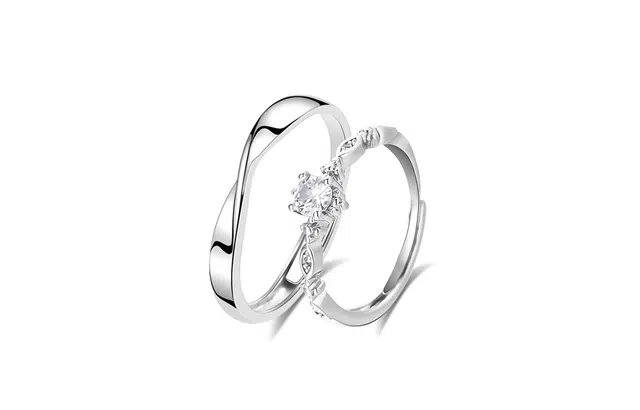 牧言 简约创意小众高级感 莫比乌斯不规则水波纹对戒可调节指环 闪耀星河戒指 男女同款情侣款