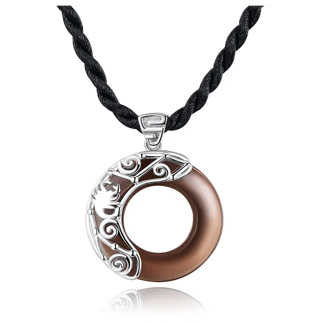 心草 十二星座平安扣 新中式国潮 黑曜石 玉石吊坠 男款