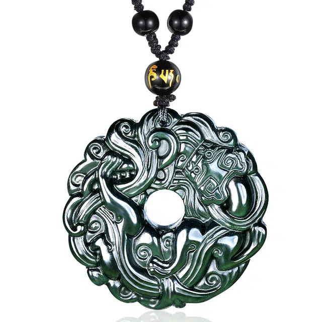 妍韵珠宝 貔貅平安扣护身符 黑曜石 吊坠 男女同款情侣款