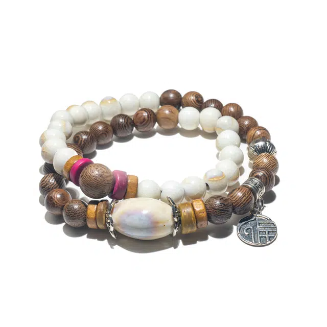 周帝王 平安喜乐福牌 檀木 手串 男女同款情侣款