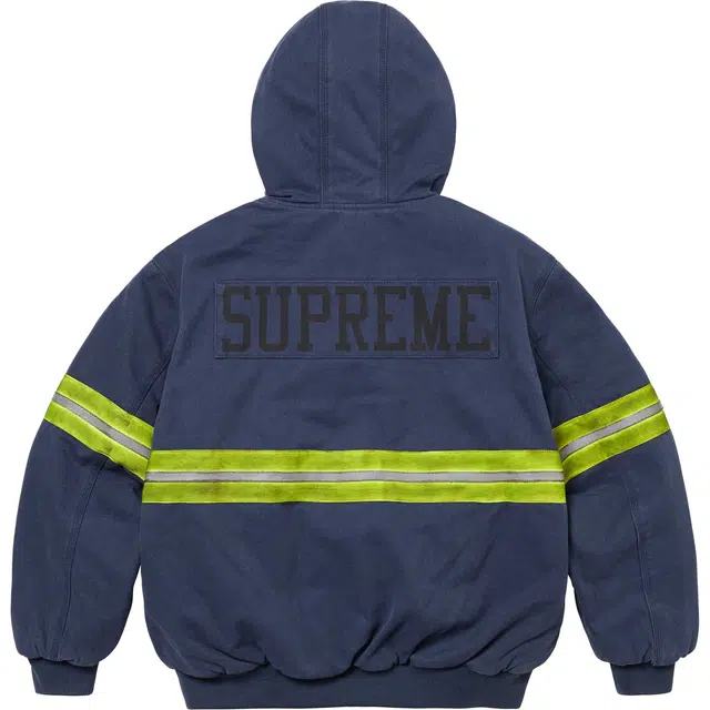 Supreme FW24 WEEK1 Reflective Stripe Hooded Work Jacket