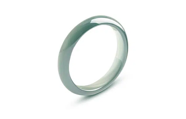 百利金 油青色 新中式优雅国潮风简约精致远山黛温婉大方汉服旗袍搭配闭口素圈美人镯 玉髓 玉石手镯 男女同款情侣款