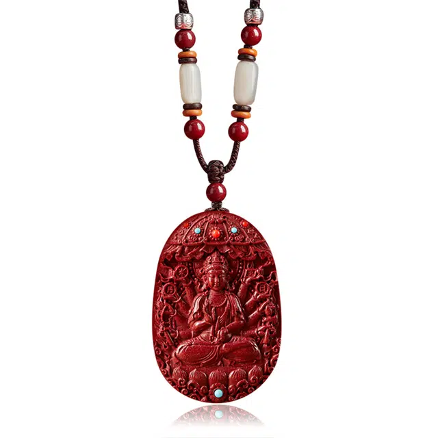 谧月珠宝 八大守护神 新中式 生肖 本命佛 复古民族风个性时尚潮流 小众高端大气精美雕刻 再造辰砂朱砂 吊坠 男女同款情侣款
