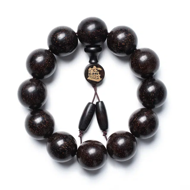 钵提 高密手工沉水料 金星佛珠 黑色光泽 木作 手串 男女同款情侣款 血檀 礼盒装