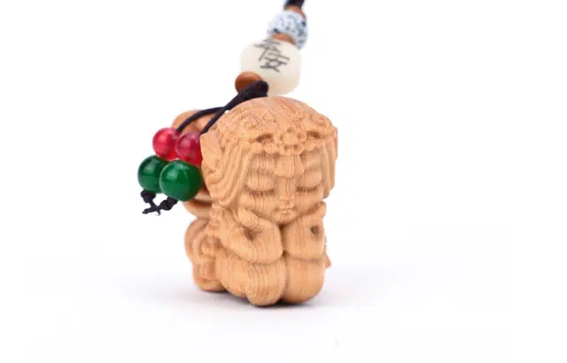 天纵 木雕可爱托腮小天使新中式实木雕刻工艺 崖柏 木作把件 男女同款情侣款 崖柏