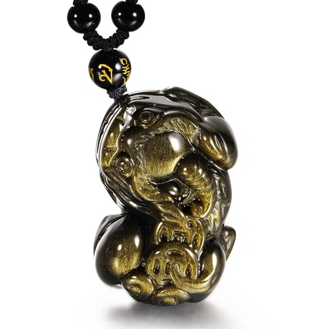 妍韵珠宝 金沙貔貅转运珠护身符 黑曜石 玉石吊坠 男女同款情侣款