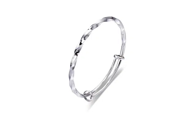 尚银福 莫比乌斯 大气优雅精致浪漫缠绕无限爱意循环轨迹小众设计感轻奢实心光面素圈推拉式调节 合金 手镯 男女同款情侣款