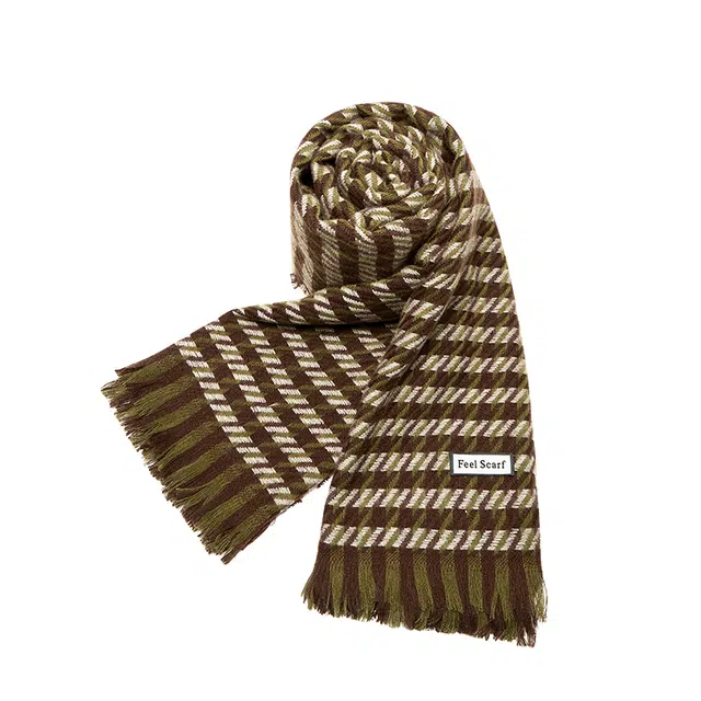 纳兰杜 针织 可爱显脸小加厚保暖长款流苏复古风潮流旅游 聚酯纤维 女款 绿咖色