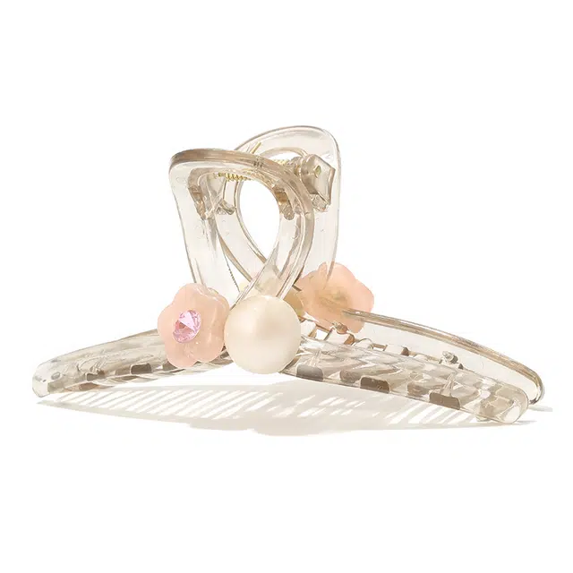 如花梦 甜美花朵大号发饰 气质后脑勺盘发鲨鱼夹 亚克力 发夹 女款