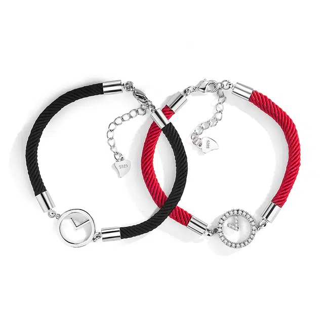 饰伴 山盟海誓 简约几何小众设计高级感个性编织绳 铜合金 手链 男女同款情侣款