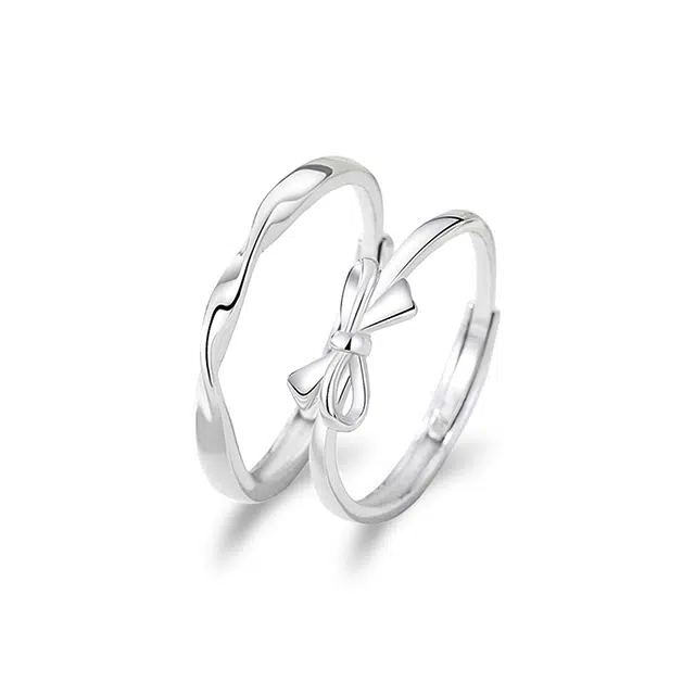 希缘 蝴蝶之恋钟爱久久简约小众轻奢个性开口可调节指环一对 铜合金 戒指 男女同款情侣款
