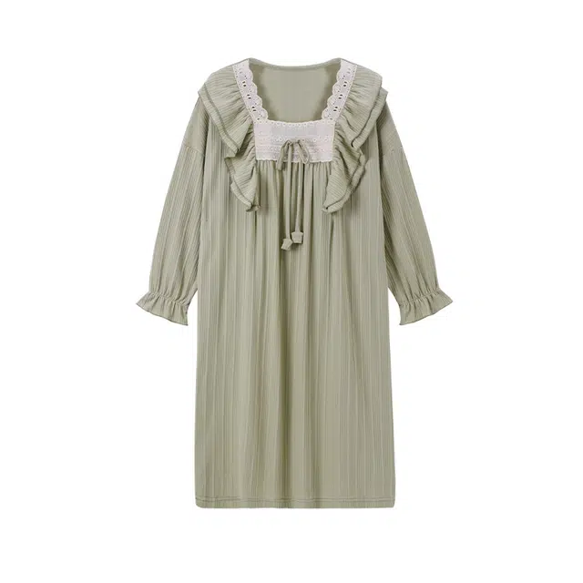 欧诗帛 舒适家居服简约带胸垫长袖睡裙 女款 图色