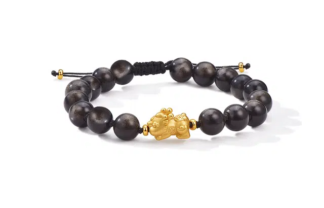 印象瑞红 鸿运升升系列招财萌龙 黑曜石 手串 男女同款情侣款