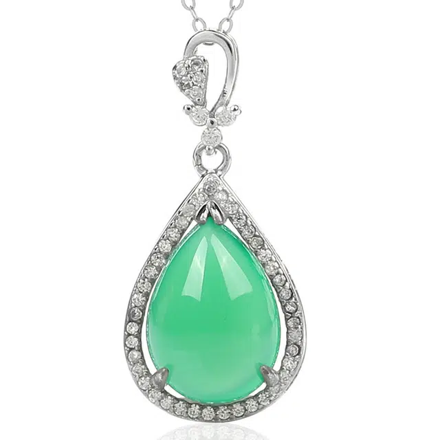 亿珍阁 新中式水滴蛋面 玉髓 玉石吊坠 女款