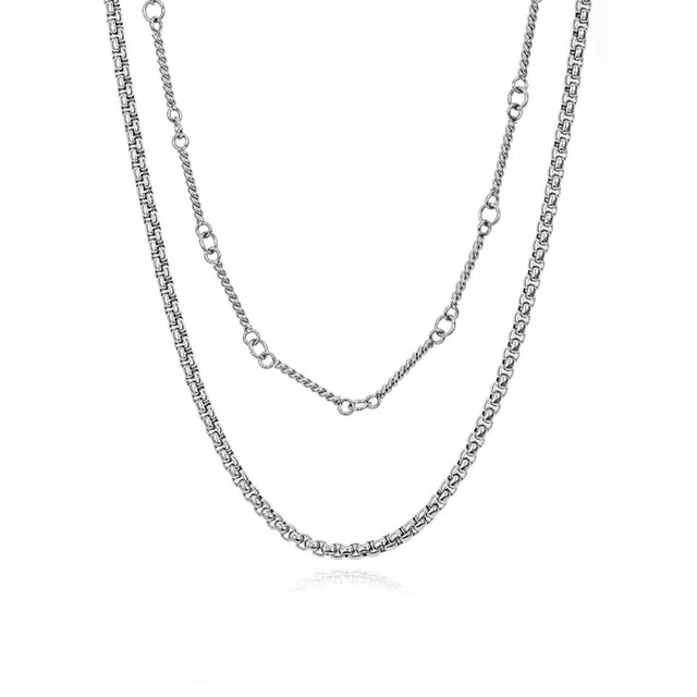 奥斯坦汀 双层叠戴高级感小众 钛钢 项链 男款