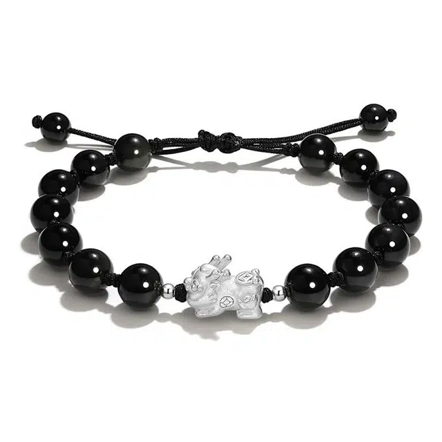 大唐国鼎 貔貅吞金兽 新中式国风复古 古风清冷感 黑曜石 手串 男女同款情侣款