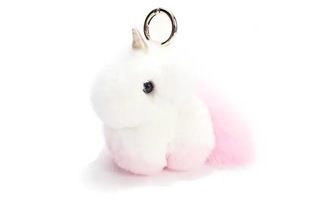 白卷 独角兽皮草 挂件 女款 粉红色 灰色 蓝色 紫色