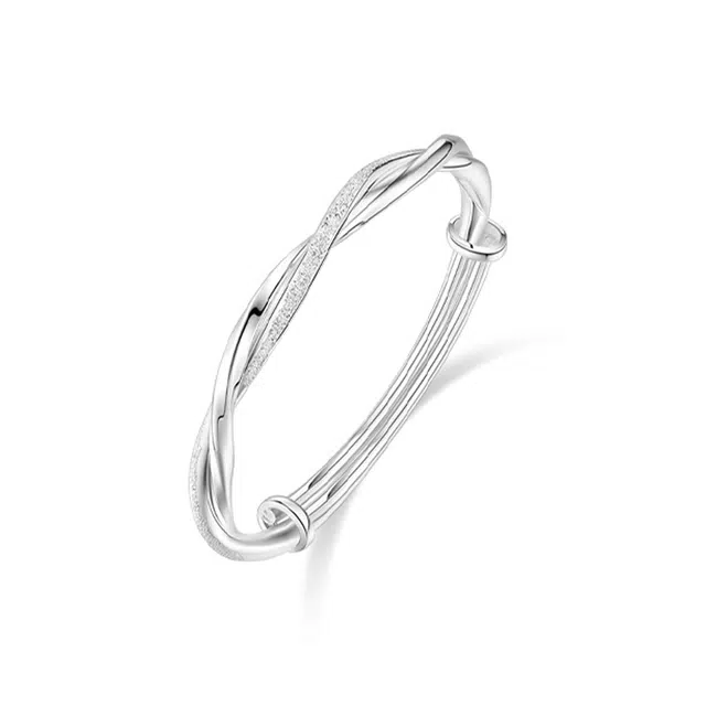 万娜 莫比乌斯环系列 满天星素圈 合金 手镯 女款 银白色