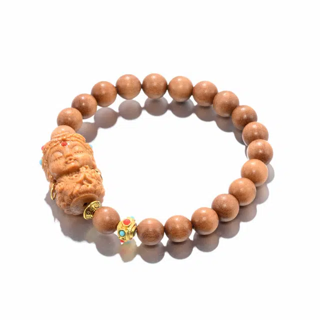 凯真 国潮新中式高级感精工雕度母转运珠招财纳福 木作 手串 男女同款情侣款 芭比檀香 礼盒