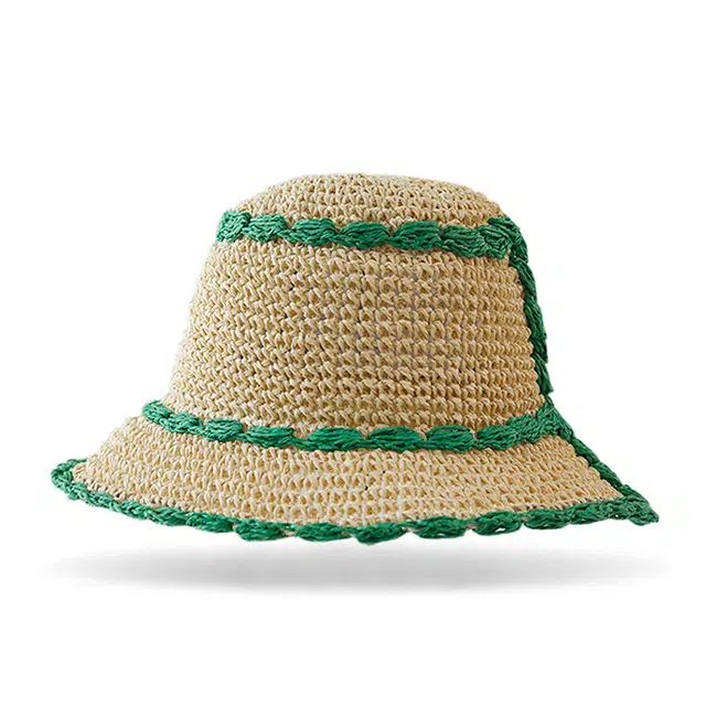 浪莎 夏季薄荷曼波甜美透气遮阳防晒草帽海边沙滩度假 草编 渔夫帽 女款