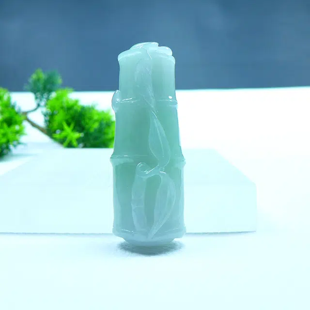 菲燕 正品节节高竹节步步高升玉竹子 糯种 翡翠吊坠 男女同款情侣款