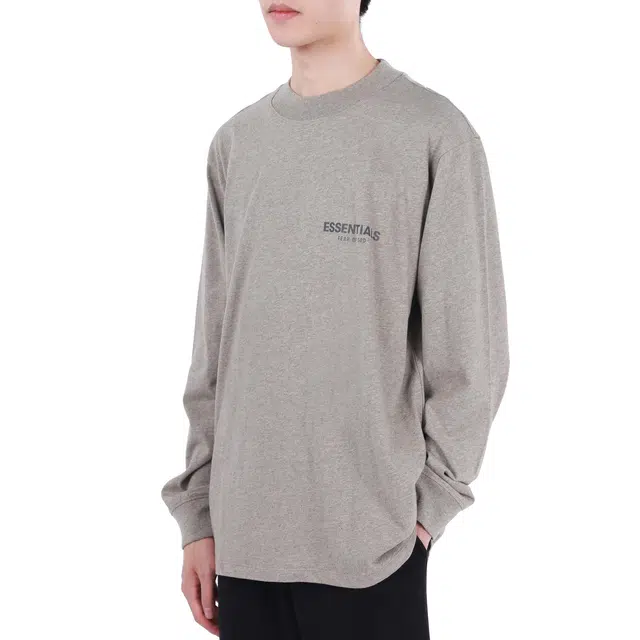 Fear of God Essentials FW21 Ls Tee Dark Heather Oatmeal LogoT