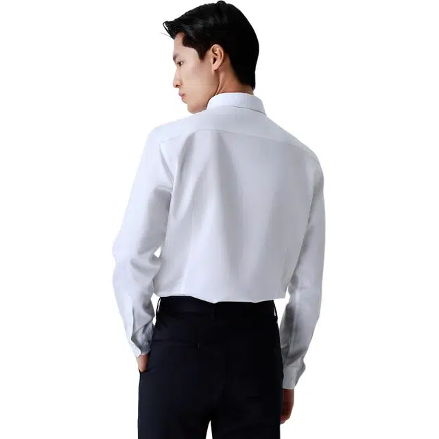 依文 纯棉凉感纯色长袖衬衫 男款 白色