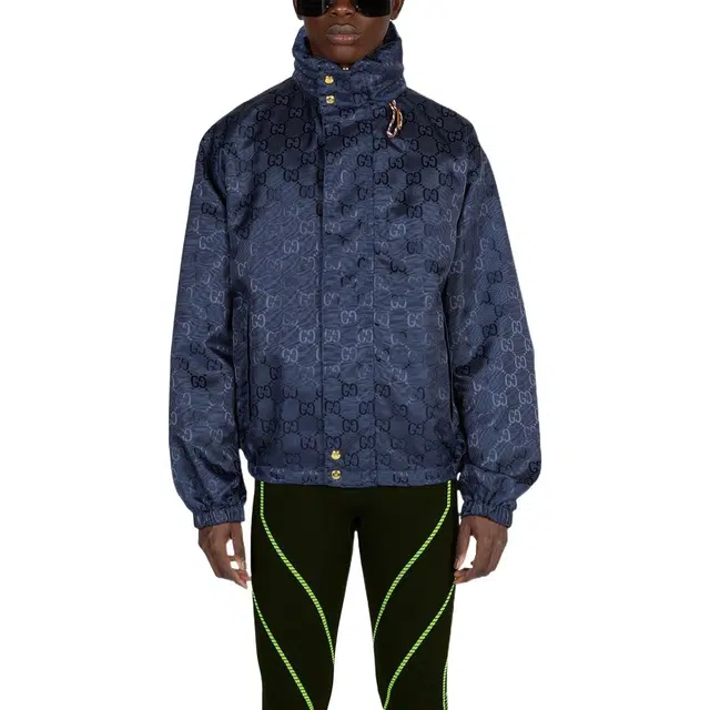 GUCCI FW22 Logo Jacquard Hoodie Blue