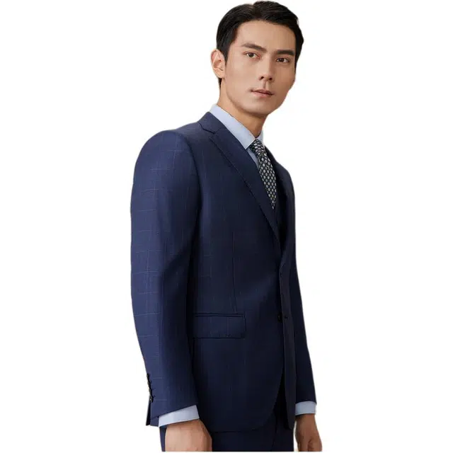 依文 商务高级时尚西装 男款 灰蓝