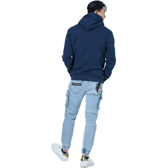 鬼洗 连帽小王印花简约长袖卫衣 男款 藏青色