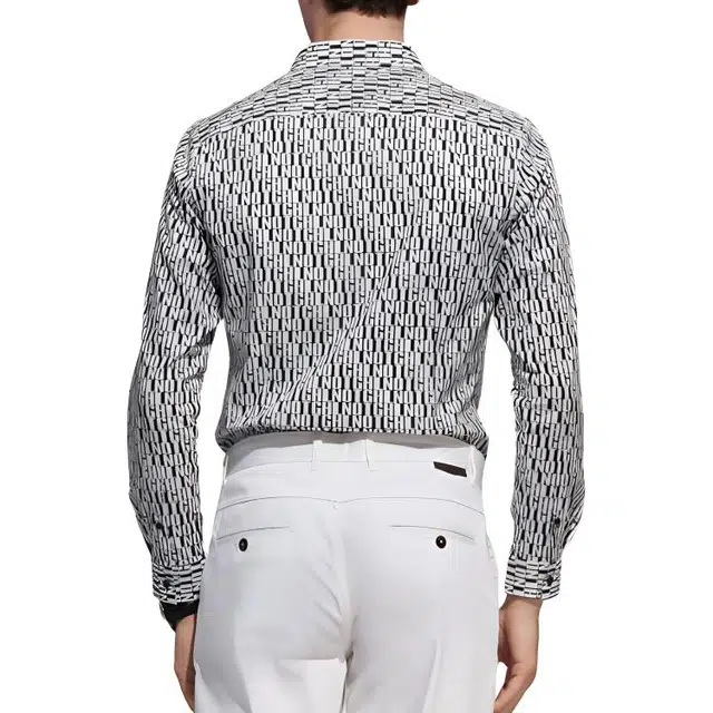 依文 尖领舒适透气长袖衬衫 男款 黑色