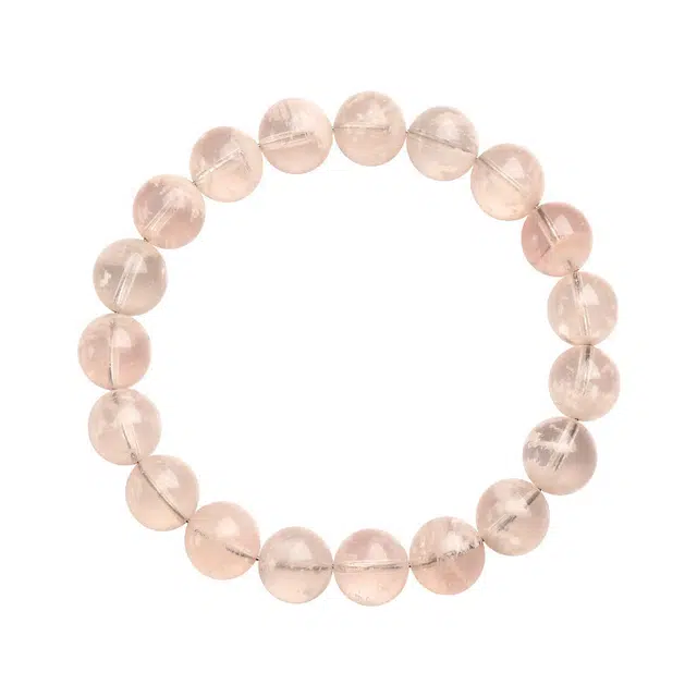 周百福 粉雪花 国潮新中式复古甜美可爱招桃花正缘爱情美满雪花幽灵圆珠弹力绳 水晶 手串 女款