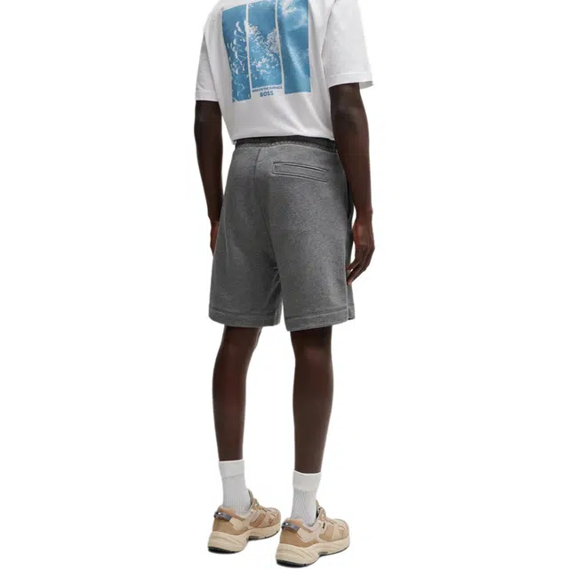 HUGO BOSS Cotton-Terry Regular-Fit Shorts With Logo Badge
