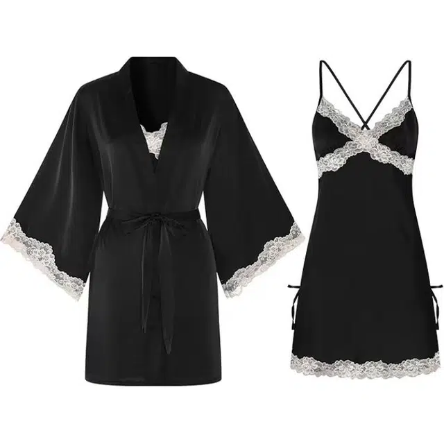 秀黛 蕾丝纯欲薄款家居服可外穿睡衣套装 女款