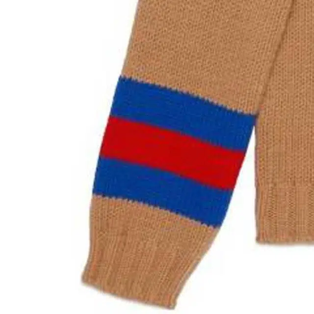 GUCCI FW23 Striped Embroidered Sweater Camel