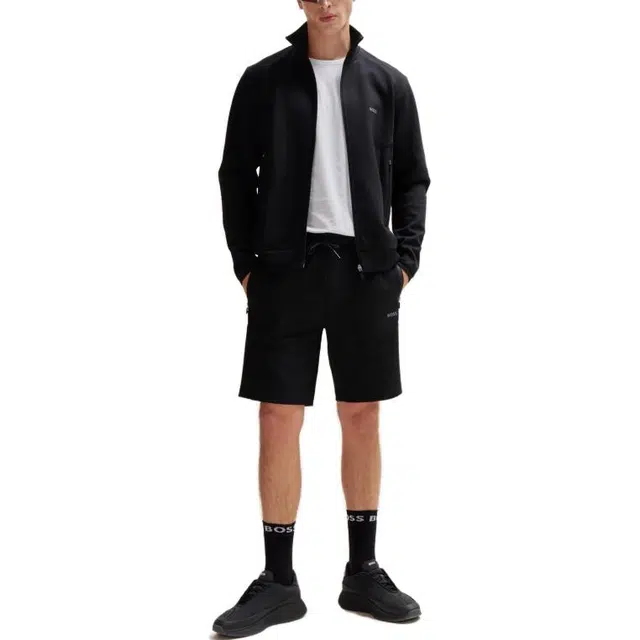 HUGO BOSS Zip-Up Sweatshirt With Logo Print