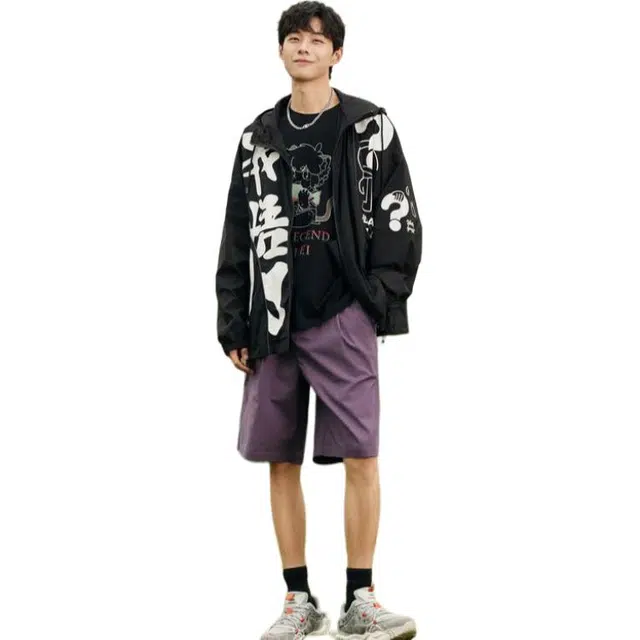 森马 印花连帽拉链长袖夹克外套 男款