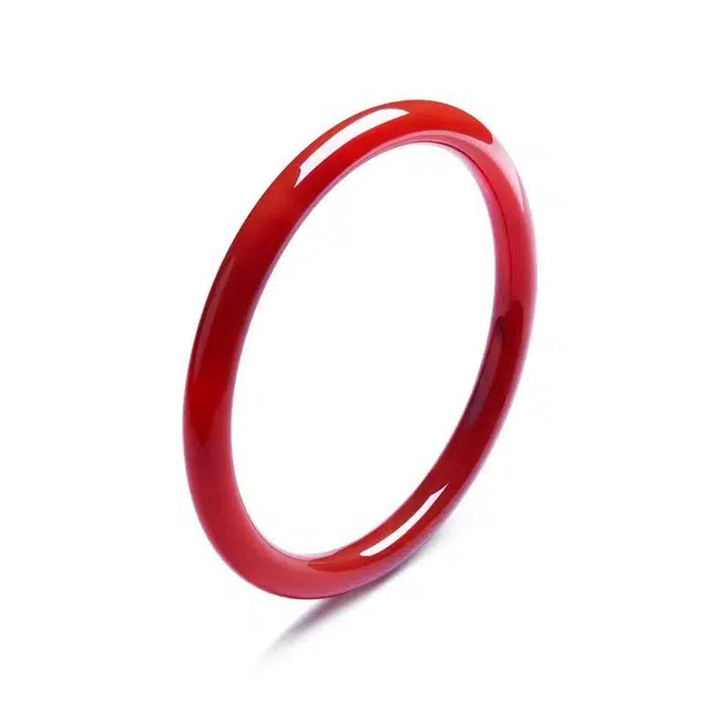 尚仟伊 鸿运当头 新中式国风招财转运平安顺遂温婉国潮细圆条玉镯 大气复古优雅气质红 玛瑙 手镯 女款