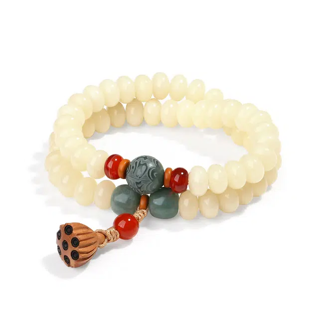 【普陀山官方已祝福】 普陀山文创 好运莲莲佛珠文玩念珠转运双圈纪念日礼盒 送礼 白玉菩提 手串 男女同款情侣款