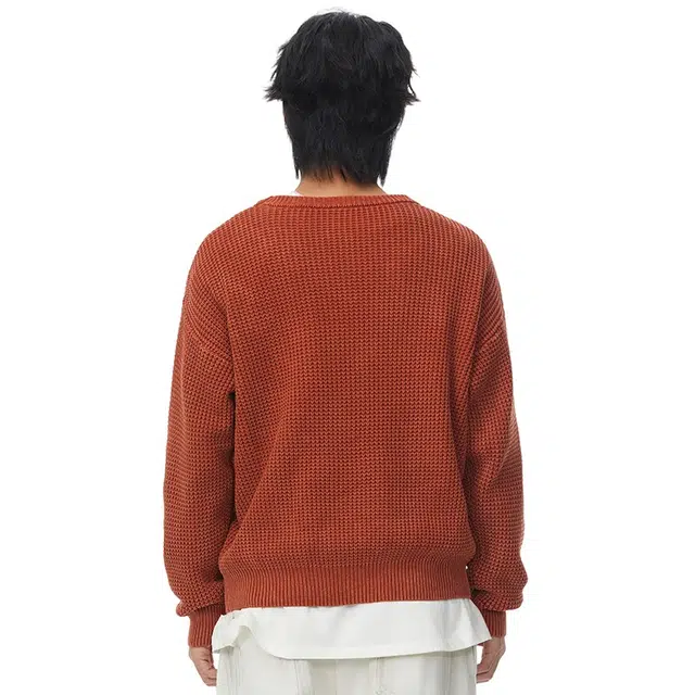 【dme】 纯色慵懒风时尚百搭圆领针织纯棉毛衣 男女同款
