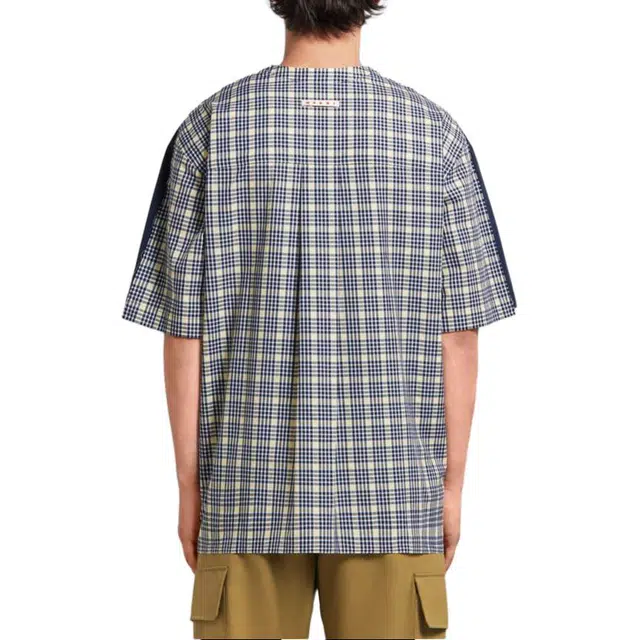 MARNI Deep Bio Cotton T-Shirt With Checked Back T