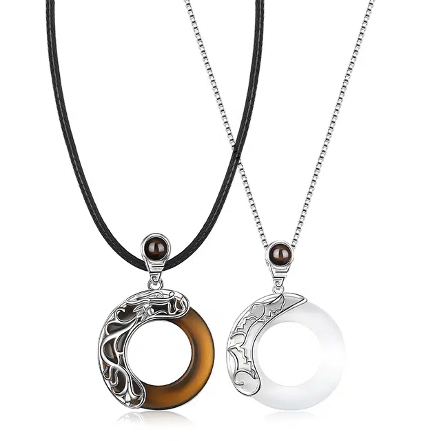 饰伴 爱的痕迹 黑曜石 玉石项链 男女同款情侣款