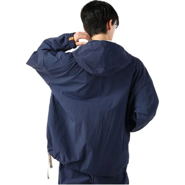 Timberland x C.F. Stead SS24 Indigo Suede Half-Zip Windbreaker Hoodie