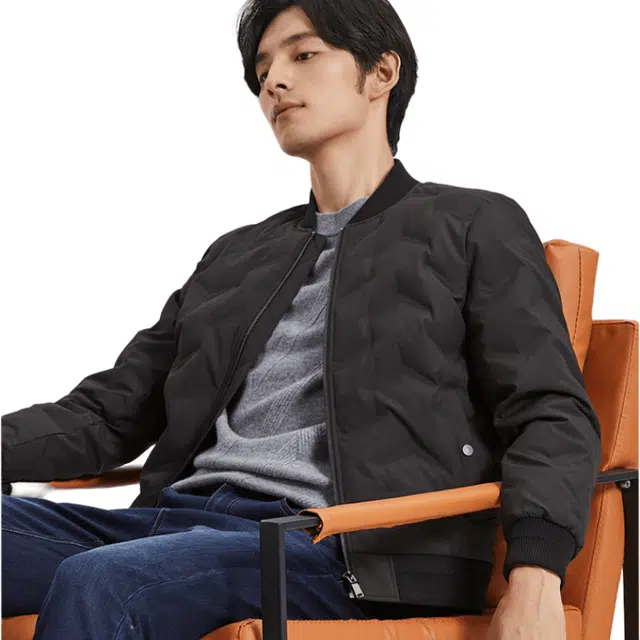 才子 棒球领白鸭绒保暖休闲时尚短款羽绒服 男款