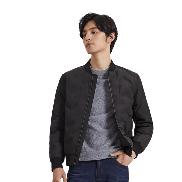 才子 棒球领白鸭绒保暖休闲时尚短款羽绒服 男款