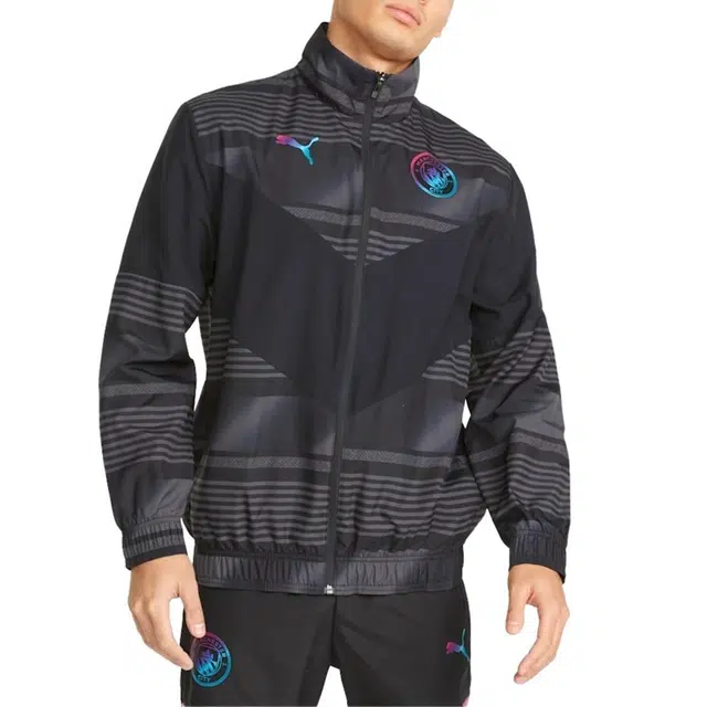 PUMA Mcfc Prematch Jacket Logo