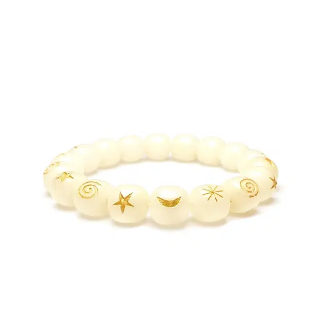 谧月珠宝 日月星辰 新中式摩登国潮轻奢气质风招财转运 大气高级感小众精致设计 白玉菩提 手串 男女同款情侣款