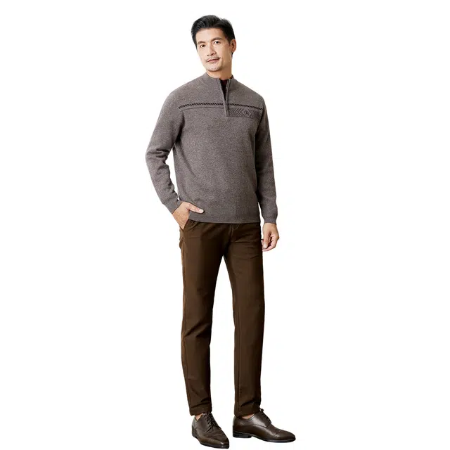 恒源祥 加厚半拉链领针织保暖毛衣 男款